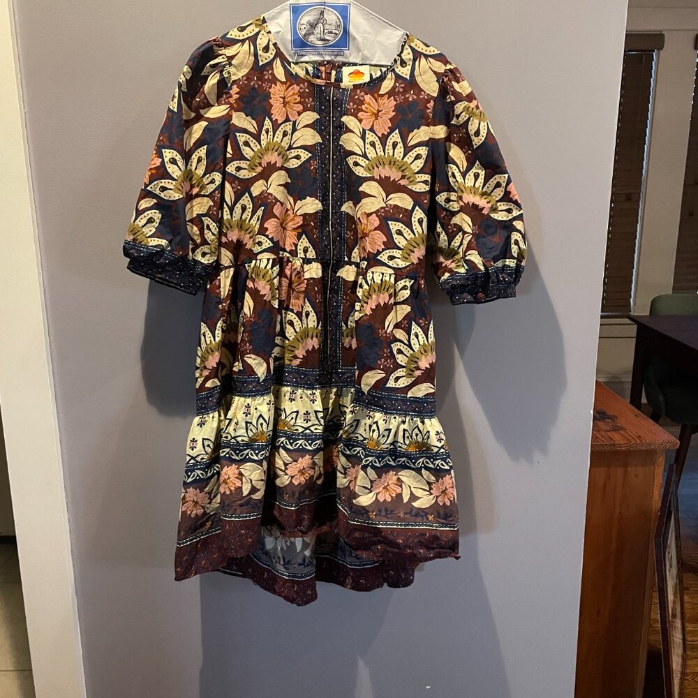 FARM Rio Floral Mini Dress in Navy, Burgundy, Pink & Cream - Picture 3 of 4